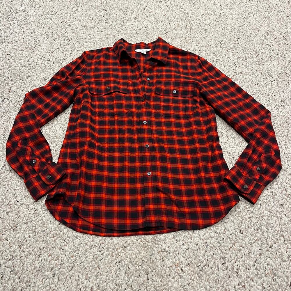 LL Bean Signature Plaid Button Down Shirt Sz 4 Flannel Preppy Cabincore Casual